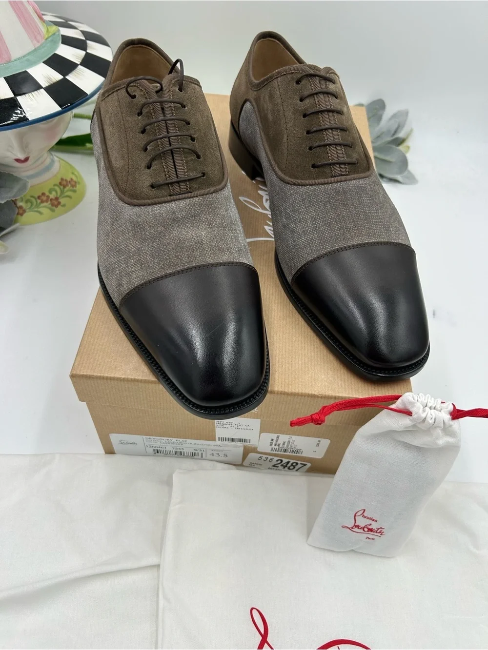 Men's Christian Louboutin Gregory velvet Twill and Leather Oxford's size 43.5